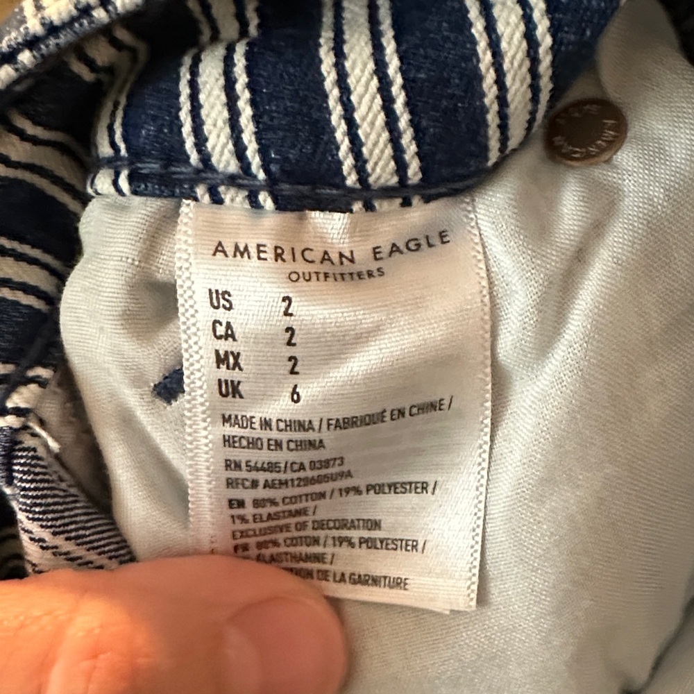 American Eagle Outfitters Hi-Rise Shortie Striped Jean Shorts - Picture 7 of 9